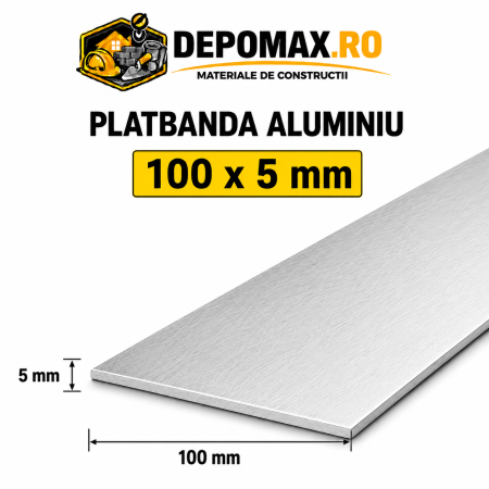 Platbanda aluminiu 100 x 5 mm, 6 metri (EN-AW 6060)